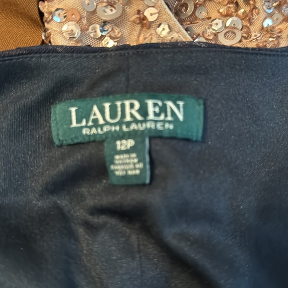 LAUREN RALPH LAUREN WOMEN'S FLOCKED FLORAL VELVET DRESS Navy Blue - Picture 6 of 7